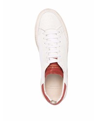 weiße und rote Leder niedrige Sneakers von Officine Creative