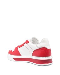 weiße und rote Leder niedrige Sneakers von Roberto Cavalli