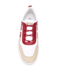 weiße und rote Leder niedrige Sneakers von Tod's