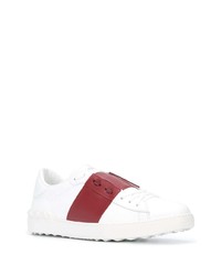 weiße und rote Leder niedrige Sneakers von Valentino Garavani