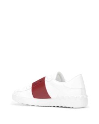 weiße und rote Leder niedrige Sneakers von Valentino Garavani