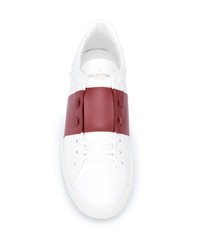 weiße und rote Leder niedrige Sneakers von Valentino Garavani