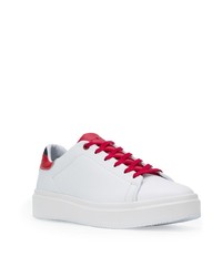 weiße und rote Leder niedrige Sneakers von Tommy Hilfiger