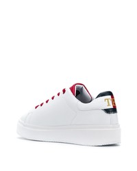 weiße und rote Leder niedrige Sneakers von Tommy Hilfiger