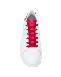 weiße und rote Leder niedrige Sneakers von Tommy Hilfiger