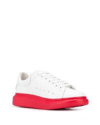 weiße und rote Leder niedrige Sneakers von Alexander McQueen