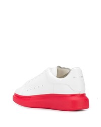 weiße und rote Leder niedrige Sneakers von Alexander McQueen