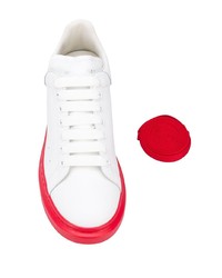 weiße und rote Leder niedrige Sneakers von Alexander McQueen