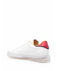 weiße und rote Leder niedrige Sneakers von Paul Smith