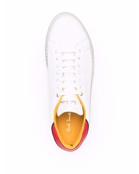 weiße und rote Leder niedrige Sneakers von Paul Smith