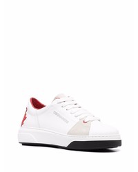 weiße und rote Leder niedrige Sneakers von DSQUARED2