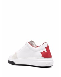 weiße und rote Leder niedrige Sneakers von DSQUARED2