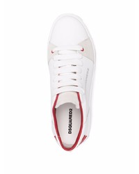 weiße und rote Leder niedrige Sneakers von DSQUARED2