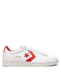 weiße und rote Leder niedrige Sneakers von Converse