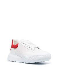 weiße und rote Leder niedrige Sneakers von Alexander McQueen