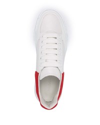 weiße und rote Leder niedrige Sneakers von Alexander McQueen