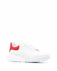 weiße und rote Leder niedrige Sneakers von Alexander McQueen