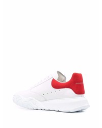 weiße und rote Leder niedrige Sneakers von Alexander McQueen