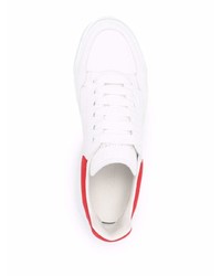 weiße und rote Leder niedrige Sneakers von Alexander McQueen