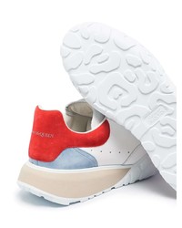 weiße und rote Leder niedrige Sneakers von Alexander McQueen