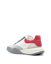 weiße und rote Leder niedrige Sneakers von Alexander McQueen