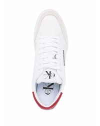 weiße und rote Leder niedrige Sneakers von Calvin Klein