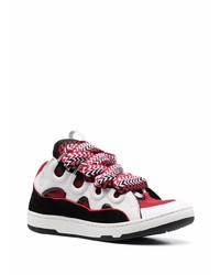 weiße und rote Leder niedrige Sneakers von Lanvin