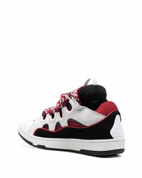 weiße und rote Leder niedrige Sneakers von Lanvin