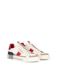 weiße und rote Leder niedrige Sneakers von Dolce & Gabbana