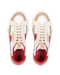 weiße und rote Leder niedrige Sneakers von Dolce & Gabbana