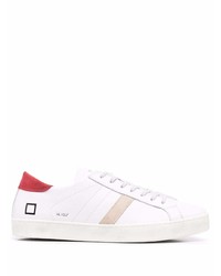 weiße und rote Leder niedrige Sneakers von D.A.T.E