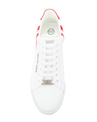 weiße und rote Leder niedrige Sneakers von Philipp Plein