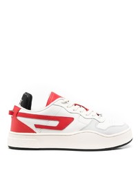 weiße und rote Leder niedrige Sneakers von Diesel