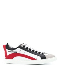 weiße und rote Leder niedrige Sneakers von DSQUARED2