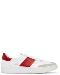 weiße und rote Leder niedrige Sneakers von Dunhill