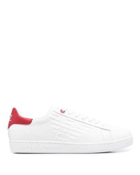 weiße und rote Leder niedrige Sneakers von Ea7 Emporio Armani
