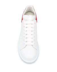 weiße und rote Leder niedrige Sneakers von Alexander McQueen