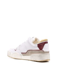 weiße und rote Leder niedrige Sneakers von Isabel Marant