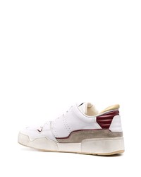 weiße und rote Leder niedrige Sneakers von Isabel Marant