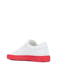 weiße und rote Leder niedrige Sneakers von Hide&Jack