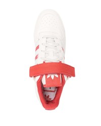 weiße und rote Leder niedrige Sneakers von adidas