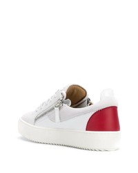 weiße und rote Leder niedrige Sneakers von Giuseppe Zanotti