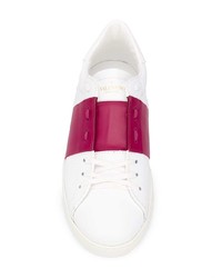 weiße und rote Leder niedrige Sneakers von Valentino