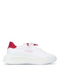 weiße und rote Leder niedrige Sneakers von Giuliano Galiano