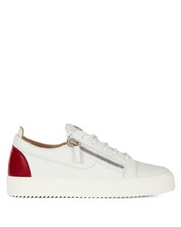 weiße und rote Leder niedrige Sneakers von Giuseppe Zanotti