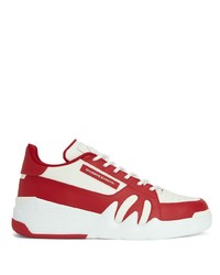 weiße und rote Leder niedrige Sneakers von Giuseppe Zanotti