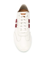 weiße und rote Leder niedrige Sneakers von Bally