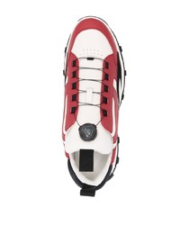 weiße und rote Leder niedrige Sneakers von Bally