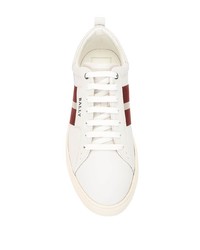 weiße und rote Leder niedrige Sneakers von Bally