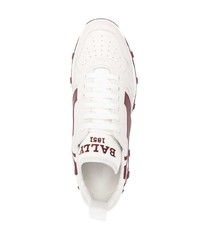 weiße und rote Leder niedrige Sneakers von Bally